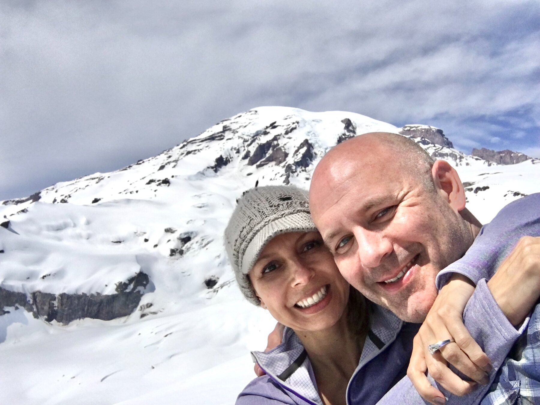 Garth and Tabata together at Mount Rainier on the day they got engaged